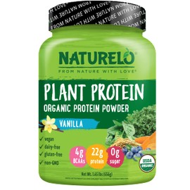 NATURELO NATURELO Plant Protein Powder, Vanilla, 22g Protein - Non-GMO, Vegan, No Gluten, Dairy, or Soy - No Artificial Flavors, Synthetic Coloring, Preservatives, or Additives - 20 Servings