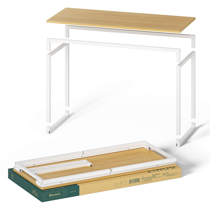 ZINUS Jennifer 63 Inch White Frame Desk / Computer Workstation