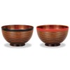 Yamanaka Lacquer Range Keyaki Sensuji Heather Rice Bowl Pair Set,