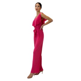 Elara Women's V Cut Jumpsuit, Fuchsia ONE SIZE