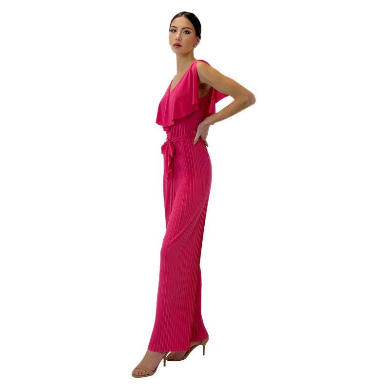 Elara Women's V Cut Jumpsuit, Fuchsia ONE SIZE
