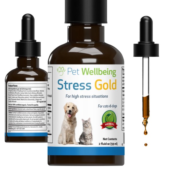 Pet Wellbeing Stress Gold for Cats - Vet-Formulated - Calming
