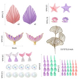 Mermaid Cake Toppers Under the Sea Mermaid Tail Cake Decorations for Birthday Baby Shower Party Supplies (Style 3)
