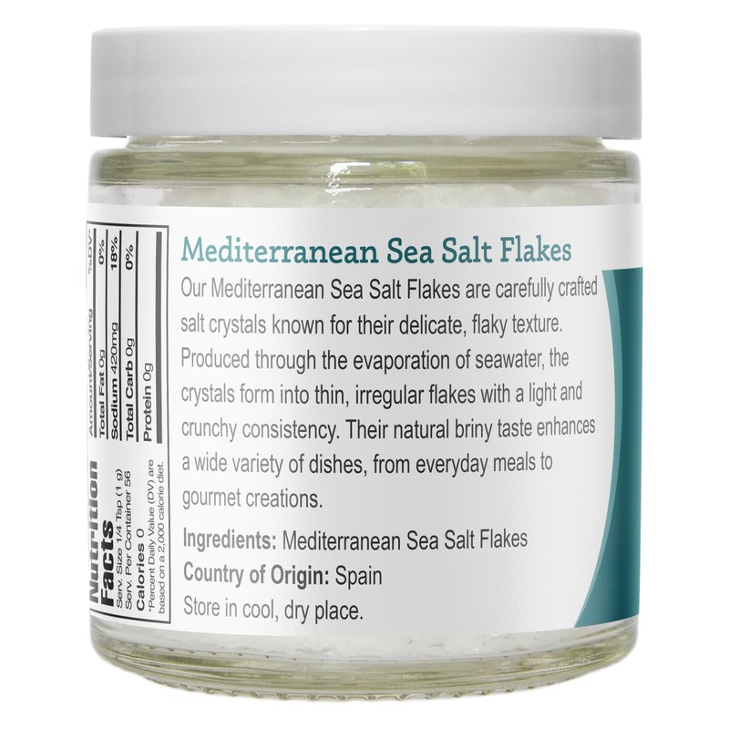 Viva Doria Mediterranean Sea Salt Flakes, 2 oz glass jar