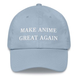 Make Anime Great Again Hat (Embroidered Dad Cap) Hand Drawn Animation, Japanese Cartoon Fan Gift Light Blue
