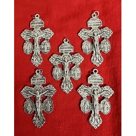 Unbranded 5 CHRISTIAN CATHOLIC  Crosses With Saint Mary And Saint BENEDICT Silver Plated