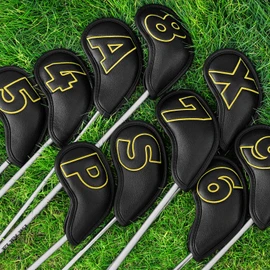 Craftsman Golf Black Classic Iron Headcover set with Gold Large No. on Both Sides Magnetic Closure