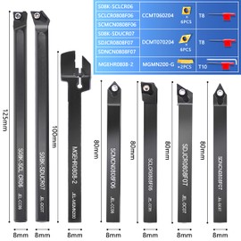 RupXinSplend Lathe Turning-Tools Bit-Set 21pcs - Metal Lathe Cutting Tools 7pcs 5/16" Threading Holders Boring Bar Set+14pcs Indexable Carbide Inserts Golden for Lathe Tools
