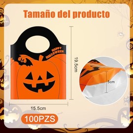 100 Bolsas de Dulces de Halloween, Bolsas de Regalo de Halloween, Bolsas de Galletas Portátiles de Calabaza para Fiestas, Calabaza de Halloween, para 