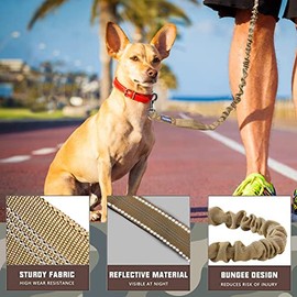 AUROTH Correa para perro grande, resistente y elástica, sin tirones, con absorción de impactos, 2 asas acolchadas, disponible en amarillo y 4.5 pies d