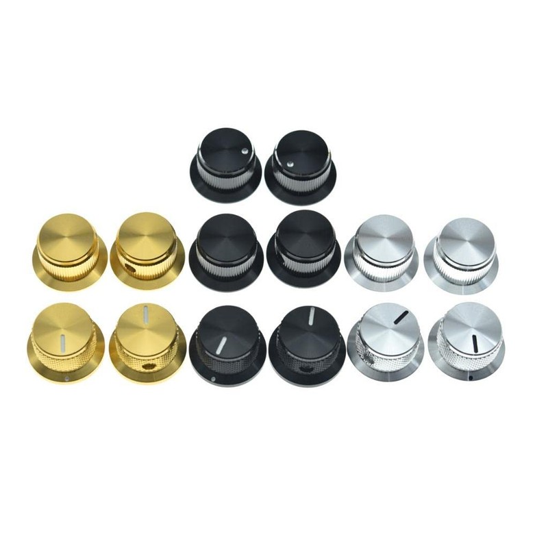 2-Pack Set Screw Style Aluminium Potentiometer Knobs 1/4" Universal Top