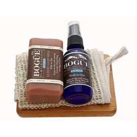 BOGUE Luxury Goat Milk Soap & Pure Essential Oil Hydrolyzer Giftset -N°6 'Walk in Ojai' Lavender, Sage Ylang Ylang on Beech Wood Soap Dish with Sisal Cloth