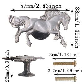 LLHDKF 6 Pcs Horse Shape Knob Door Handle Cabinet Drawer Cupboard Pull Dresser Single Hole Knobs Handles for Kitchen Furniture Cabinet Wardrobe Cupboard