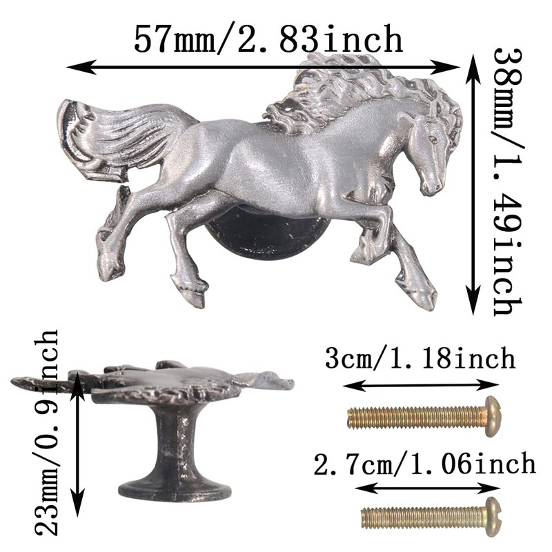 LLHDKF 6 Pcs Horse Shape Knob Door Handle Cabinet Drawer
