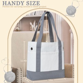 LeCorner Yarn Bag, Canvas Tote Crochet Bag Organizer, Lightweight Yarn Storage Knitting Bag for Crocheting, Portable Travel Crochet Bags and Totes, Crochet Accessories, Knitting Kit Holder