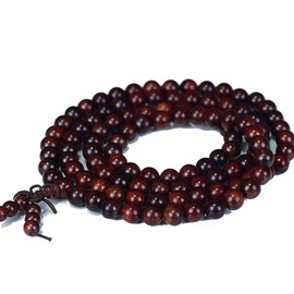 JAJAFOOK 6mm 8mm 10mm 12mm Natural Fragrant Mahogany 108 Mala Meditation Beads Tibetan Buddhism Prayer Beads Round Polished Rosary for Men Women