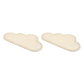 MECCANIXITY 2 Pcs Wooden Basket Bottoms Cloud-Shaped Base Wood Color Pad for DIY Knitting Crochet Storage Bag Weaving Crafts Home Decoration Hand Wrapping Work