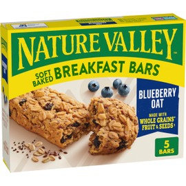 Nature Valley Soft Baked Breakfast Bars, Blueberry Oat, Morning Snacks, 5 Bars, 8.85 oz