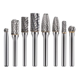 8 Piece Burr 6 mm Shank Carbide Burr Rotary Cutter Set for Woodworking Cutting Grinder Metal Carving Engraving and Drilling