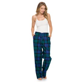 Casual Nights Women's Flannel Pajama Sleep Pants, Super Soft Plaid Pjs Bottoms - Blackwatch Plaid - Medium
