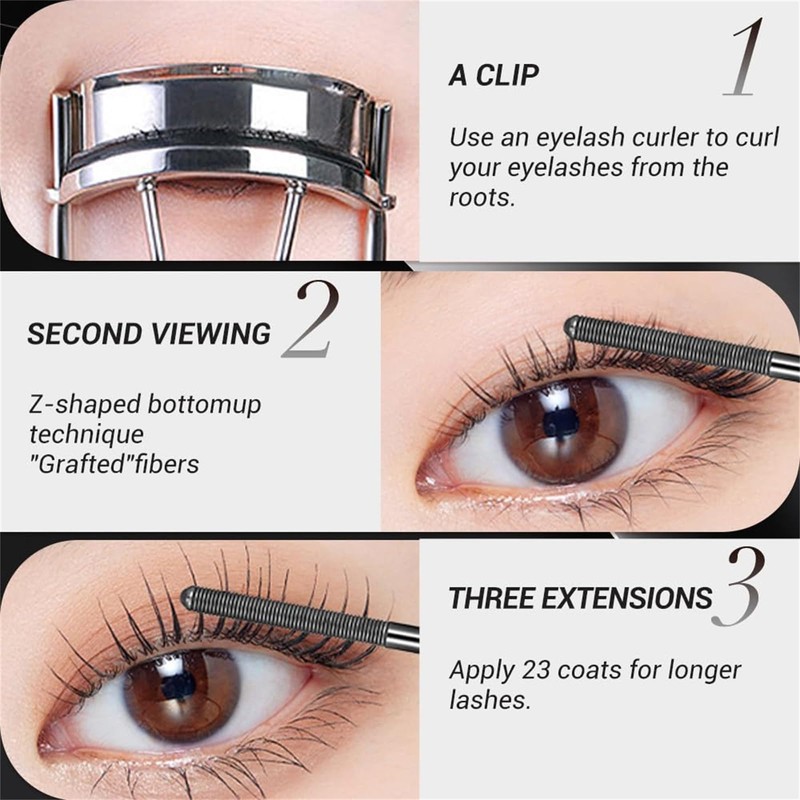 Waterproof Metal Wand Natural Washable Mascara, Steel Pipe Eyelash Primer