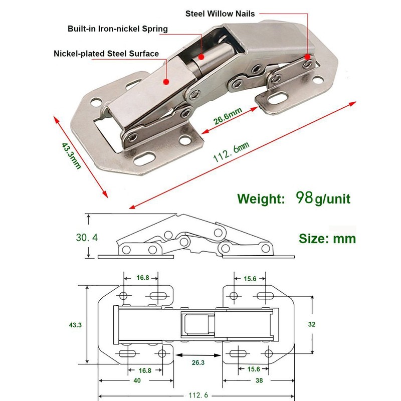 TamBee Cabinet Door Hinges Easy Installation 90 Degree Kitchen Concealed