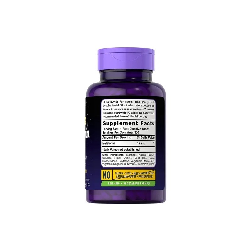 Melatonina 300 Tabletas Sabor Berry 12mg Maxima Potencia Sabor Bayas