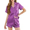 SHEFOTY Silk Pajamas for Women Short Sleeve Sleepwear Soft Button
