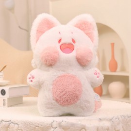 DuDu Cat Plush Doll Cute Cartoon PP Cotton Stuffed Soft Cat Doll for Girlfriend Kids Pink White 40cm/15.7in (Approx. 0.3kg/0.7lb)