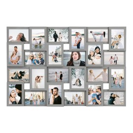 Jerry & Maggie - Marco de collage de 4 x 6, 24 imágenes, marcos de fotos, decoración de pared, marco de 24 ranuras para colgar en la pared para fotos de 6 x 4, color gris
