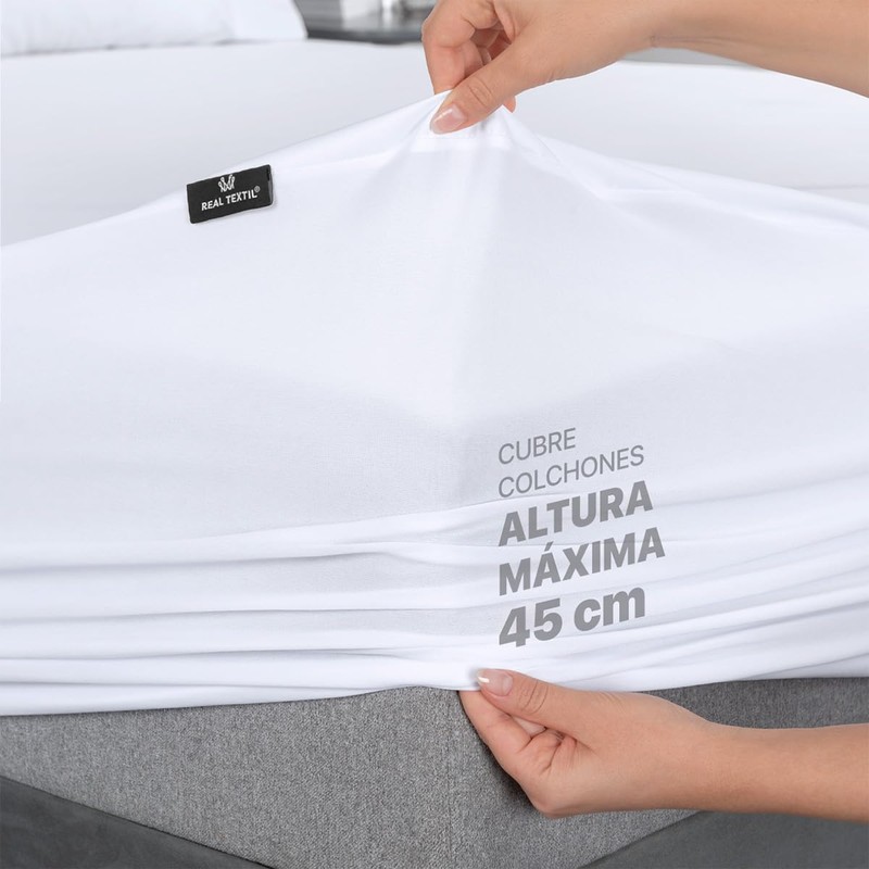 REAL TEXTIL Protector Cubre Colchón 100% Impermeable | Tela Suave