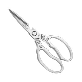 M METERXITY Kitchen Scissors, 9" Multi-Purpose Stainless Steel Heavy Kitchen Shears for Food/Poultry/Pizza/Herb, Lotus Handle Shape Cooking Scissors Dishwasher Safe [Silver Tone]