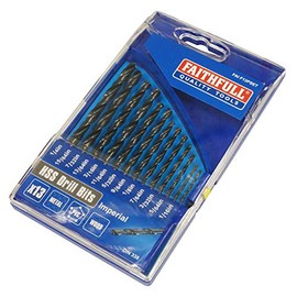 Faithfull FAIF13PSET 13 Piece HSS Imperial Drill Bit Set 1/16 - 1/4in sizes
