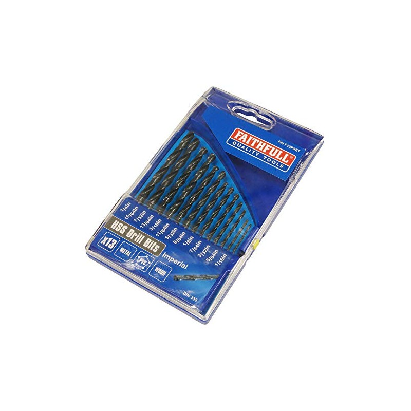 Faithfull FAIF13PSET 13 Piece HSS Imperial Drill Bit Set 1/16