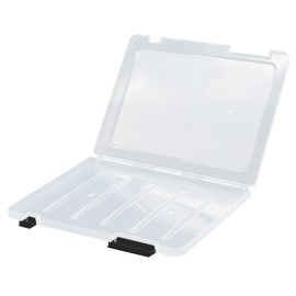 CIOUYAOS A4 File Box with Lids, Clear Plastic Waterproof Portable Organiser Paper Folder Shallow Storage Holder Case, Office School Supplies Protector for Magazine Document Photo book (Black)