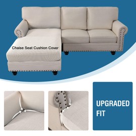 H.VERSAILTEX - Fundas de sofá seccionales de 1 pieza para sofá en forma de L, funda de sofá separada para sofá seccional izquierdo/derecho (solo asiento: 1 silla, marfil)