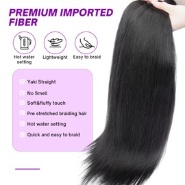 S-noilite Long EZ Braids Pre-Stretched Easy Braiding Hair Extensions for Crochet Box Twist Braids Ombre Yaki Texture Synthetic Hair Hot Water Setting,26 Inch 1Pack 90g,Jet Black