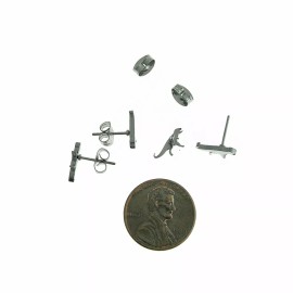 Unbranded Stainless Steel Earrings - Dinosaur Studs - 11mm x 5mm - 2 Pieces 1 Pair - ER496