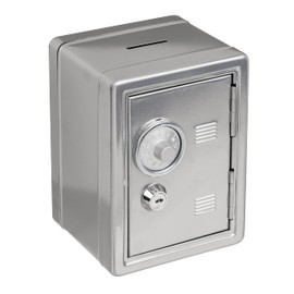 Money Box Safe Safe Made of Painted Metal with Combination Lock and Key 16 x 11.5 x 10 cm (Silver)