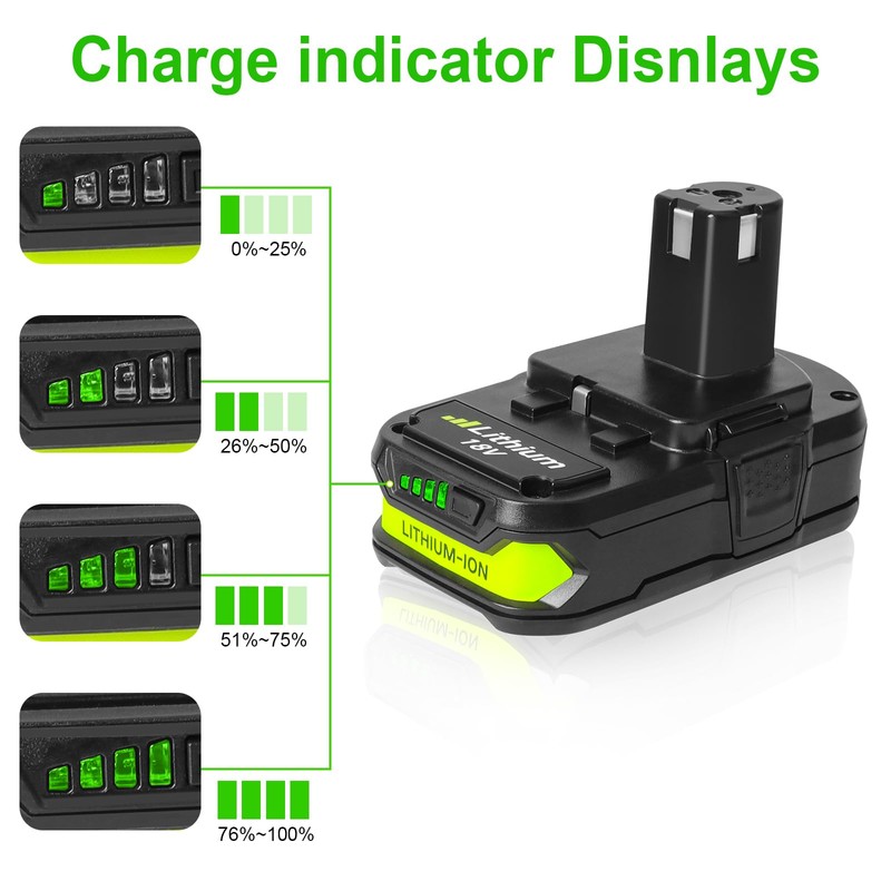 TENMOER 2 Pack 18V 3.0AH Battery Compatible with Ryobi 18V