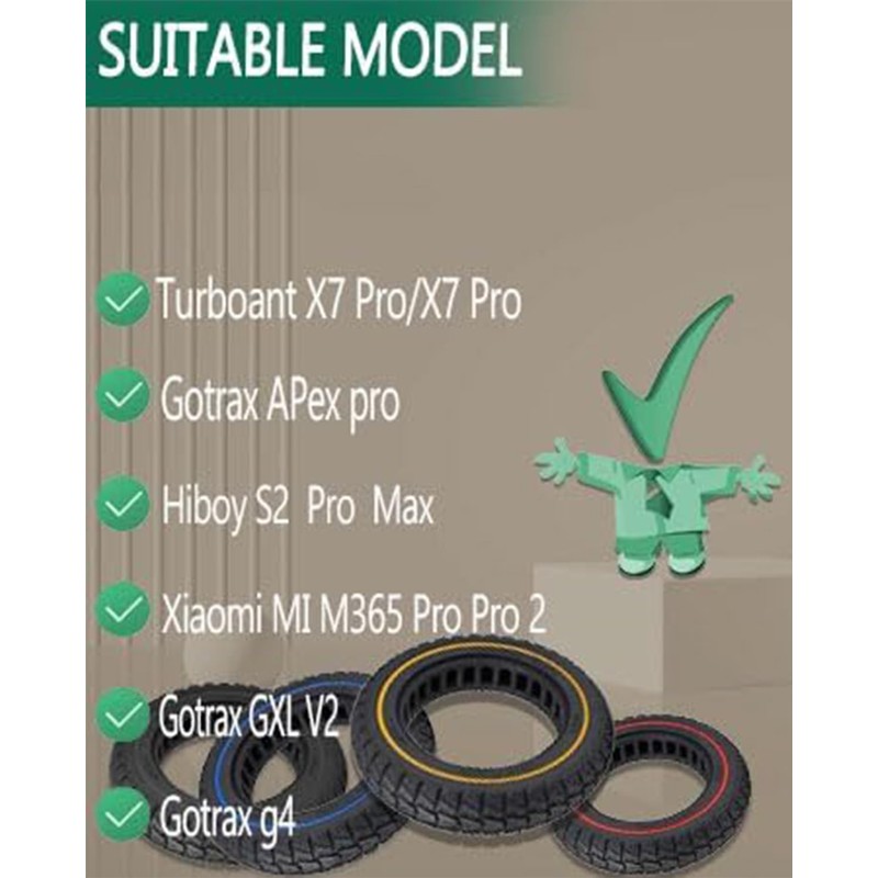 GLDYTIMES 54-152 10X2 Solid Tire, 10 Inch Electric Scooter Wheels