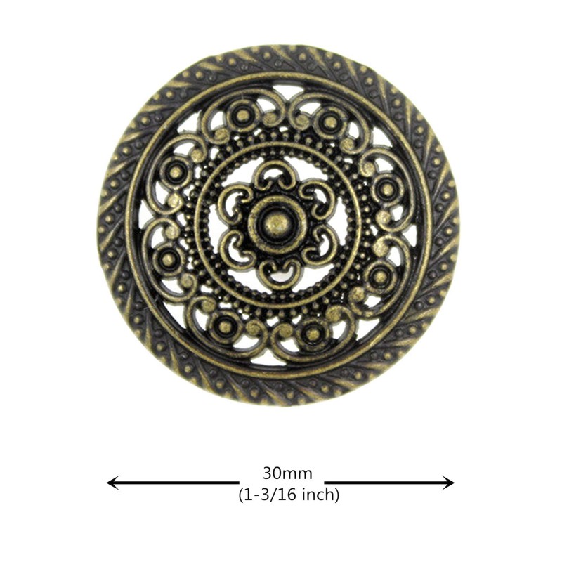 Biselry, 8 botones de metal con filigrana de encaje 30