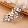 Chargances Bridal Silver Rhinestone Flower Hair Comb Wedding Crystal Hair