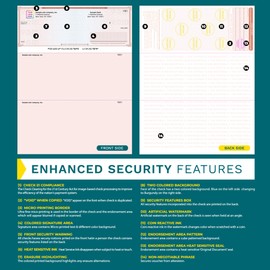 High Security Check Paper - 50 Count, Blank Checks for Business With Artificial Watermarks, Compatible with QuickBooks, Check Stock Paper Printable With Laser & Inkjet - Red/Blue Mazed Check on Top