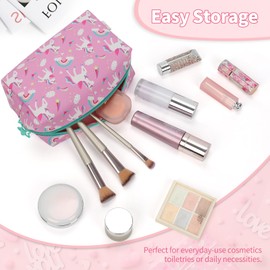 Small Makeup Bag, Birthday Gifts for Girls 4 5 6 7 8 9 10 11 12 13 14 15 16 Years Old, Cute Cosmetic Bag Travel Toiletry Bag for Teen Girls Women Friend Gift, Waterproof PU Leather Makeup Organizer