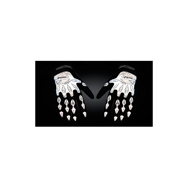 QEPAE Reflective Cycling Gloves Sports Gel Gloves (Black, M)