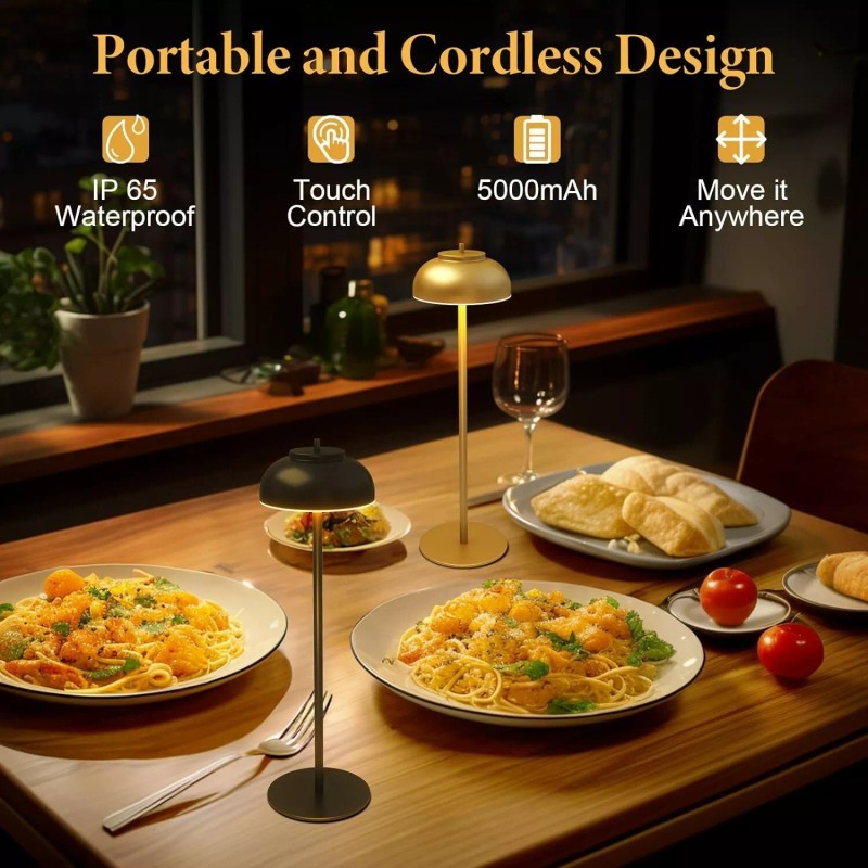 Moragin 2 Pack Led Cordless Table Lamps Rechargeable, Battery Operated-IP65