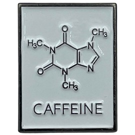 Caffeine Molecule Enamel Pin Badge, White Design, Coffee Metal