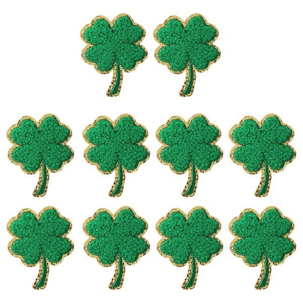 Ximimark 10 pcs Clover Iron On Patches Chenille Embroidered Patch