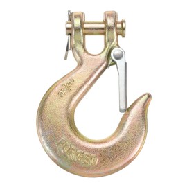 sourcing map 3/8" Clevis Slip Hook, G70 Carbon Steel Chain Hooks with Safety Latch, Clevis Slip Hook 6900 Lbs Working Load Limit for Trailer Truck Transport